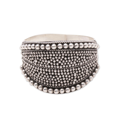 Dot Pattern Sterling Silver Band Ring from Java