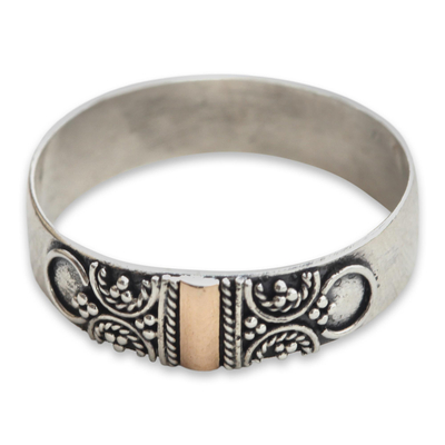 Graceful Handcrafted Gold Accent Sterling Silver Band Ring