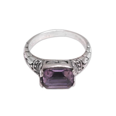 Faceted Purple Amethyst Single Stone Ring from Bali