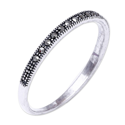 Marcasite and Sterling Silver Band Ring from Thailand