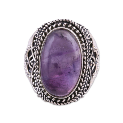 Sterling Silver and Amethyst Cocktail Ring from India