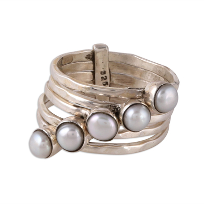 Cultured Pearl Cocktail Ring Crafted in India