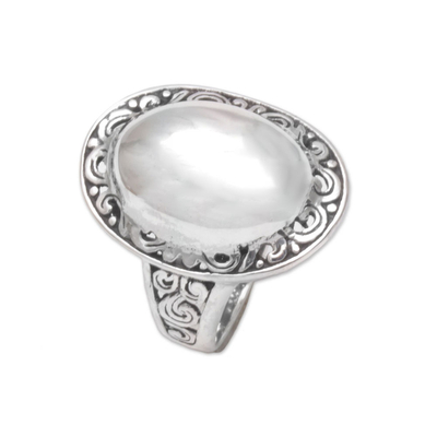 Sterling Silver Domed Ring with Balinese Scroll Work