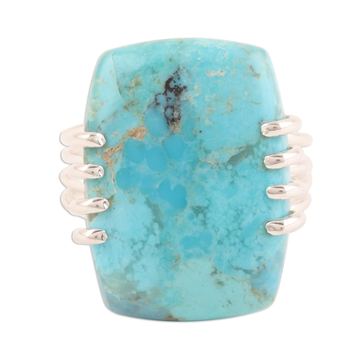 Reconstituted Turquoise Cocktail Ring from India