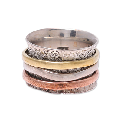 Sterling Silver Copper Brass Meditation Spinner Ring
