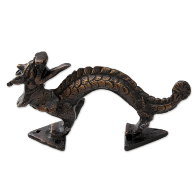 Antiqued Indian Dragon Door Handle in Copper Plated Brass
