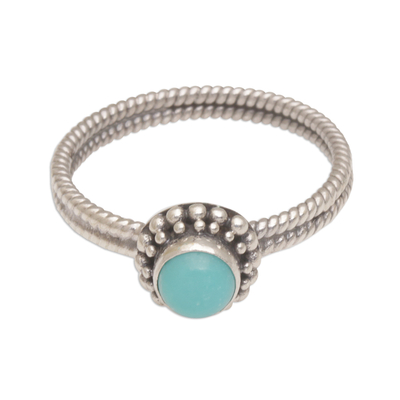 Composite Turquoise and Sterling Silver Single Stone Ring