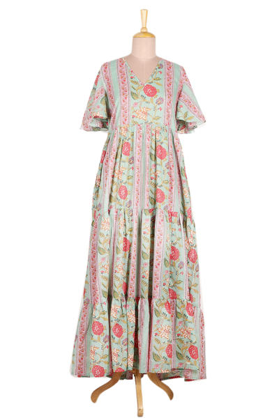 Flutter Sleeve Cotton Maxi Dress from India