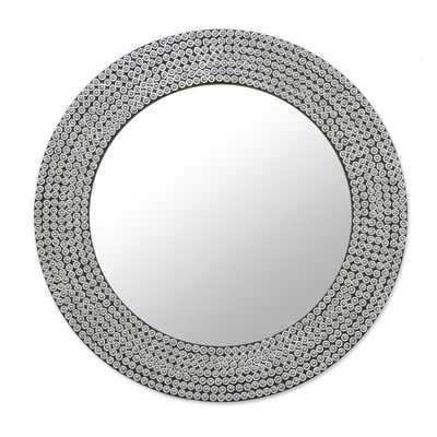 Circular Shimmering Metal Wall Mirror from India