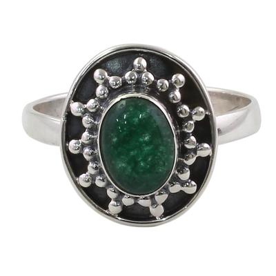 Sterling Silver Green Quartz Cocktail Ring from India
