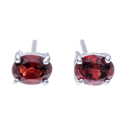 Faceted Garnet Stud Earrings from Thailand