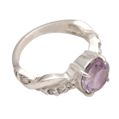 Amethyst and Quartz Sterling Silver Ring