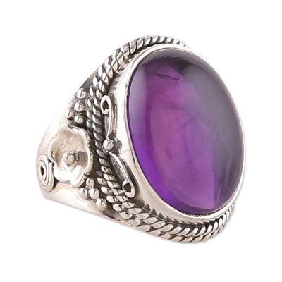 Amethyst Cabochon Cocktail Ring in Sterling Silver