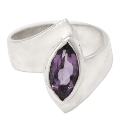Hand Made Amethyst and Sterling Silver Single Stone Ring