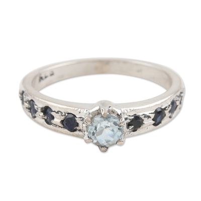 Sapphire and Blue Topaz Solitaire Ring
