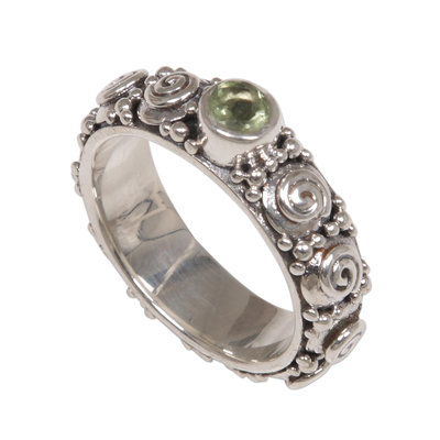 Peridot and Sterling Silver Single Stone Ring from Indonesia