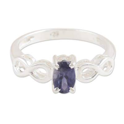 Iolite and Sterling Silver Single Stone Ring from India