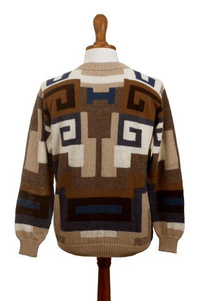 Intarsia Knit Alpaca Wool Men