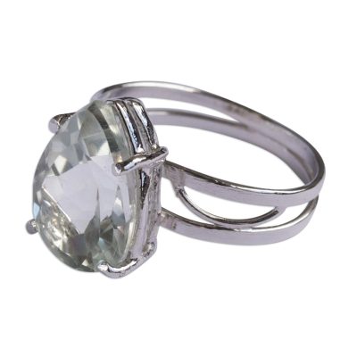 Pear-Shaped Prasiolite Ring