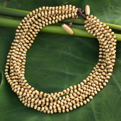 Fair Trade Artisan Crafted Wood Torsade Necklace