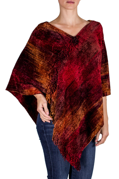 Hand Loomed Cotton Blend Poncho