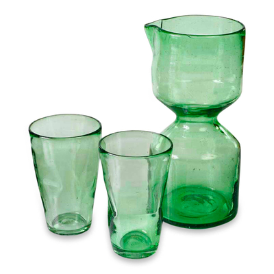 Blown glass carafe and glasses (Set for 2)