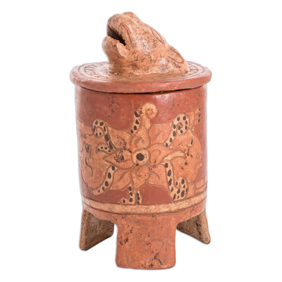 Antiqued Ceramic Vessel Maya Art (medium)