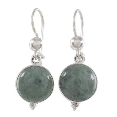 Modern Handmade Guatemalan Green Jade Earrings