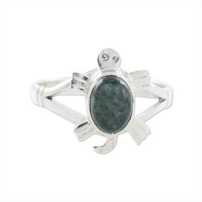 Sterling Silver Ring with Jade Artisan Crafted Jewelry