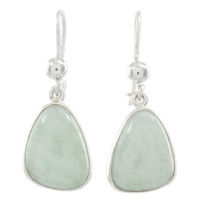 Handcrafted Sterling Silver Apple Green Jade Earrings