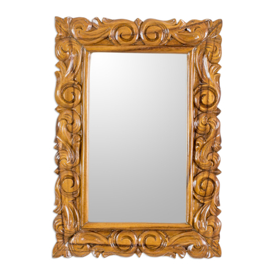 Artisan Crafted Classic Carved Wood Wall Mirror