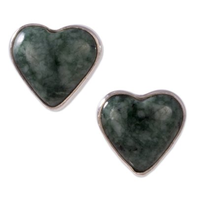 Jade Heart Earrings Artisan Crafted Jewelry