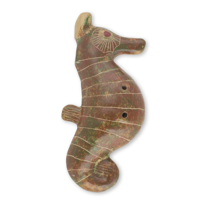 Artisan Crafted Seahorse Shaped Ceramic Ocarina Flute