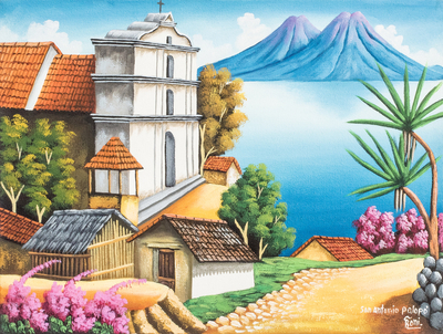 Guatemalan Landscape Scene in Oil on Canvas