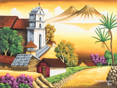 Signed Oil on Canvas Lake Atitlan Landscape Painting