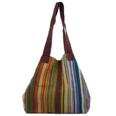 100% Cotton Handwoven Colorful Striped Tote Handbag
