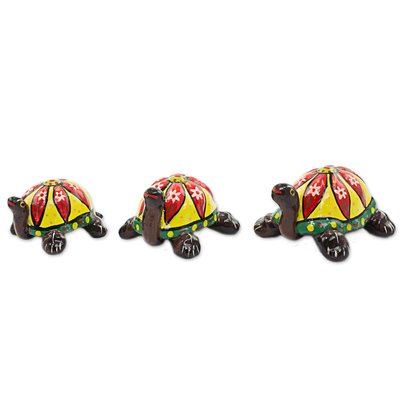 Ceramic Sculptures of Turtles (Set of 3) from Guatemala
