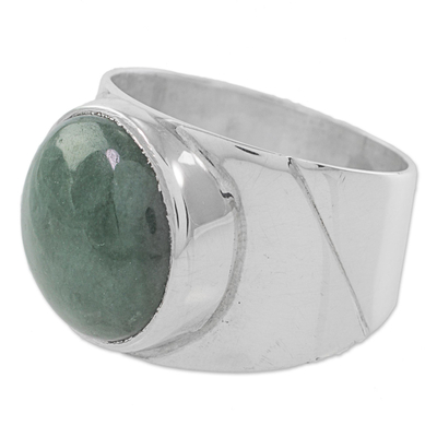 Jade and Sterling Silver Dome Ring from Guatemala