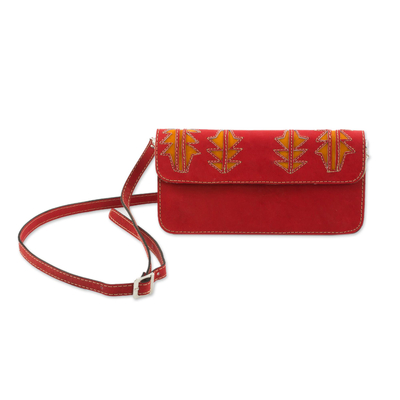 Bright Scarlet Leather Sling Bag Handmade in Nicaragua