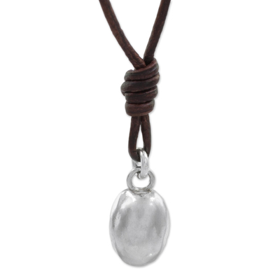 Fine Silver Guatemalan Pendant Necklace with Leather Cord