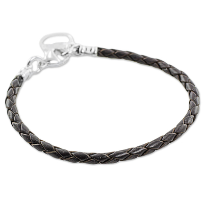 Fine Silver Brown Leather Charm Wristband Bracelet Guatemala