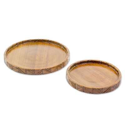 Hand Carved Conacaste Wood Trays (Pair) from Guatemala
