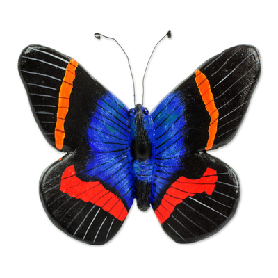 Colorful Handcrafted Ceramic Moth Sculpture from Guatemala