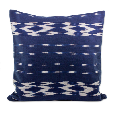Cotton Cushion Cover in Ivory and Navy from Guatemala