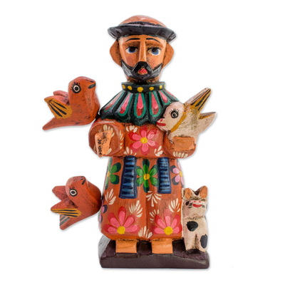 Wood Statuette of St Francis of Assisi with Animals