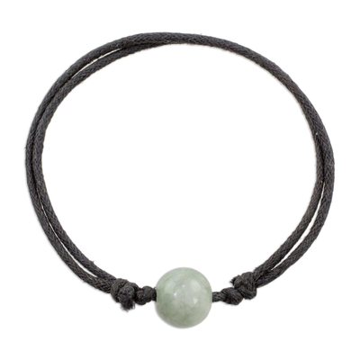 Handcrafted Apple Green Jade Sliding Knot Cotton Cord Pendant Bracelet