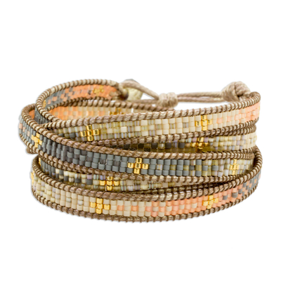 Colorful Glass Beaded Wrap Bracelet from Guatemala