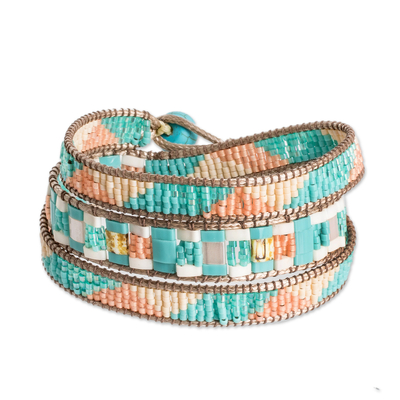 Colorful Glass Beaded Wrap Bracelet from Guatemala