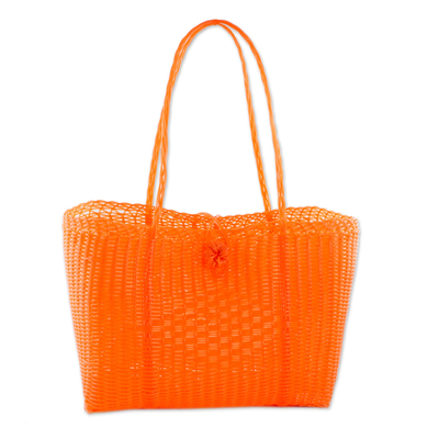 Handwoven Eco Friendly Tote in Tangerine from Guatemala