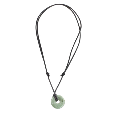 Light Green Circular Jade Pendant Necklace from Guatemala